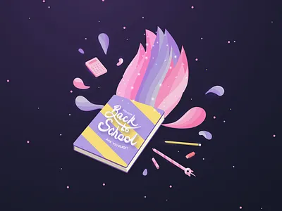 Back to school adobe illustrator app back to school colorfull design flat graphic design illustration minimal pastel school supplies shape space stars study trendy vector web welcome