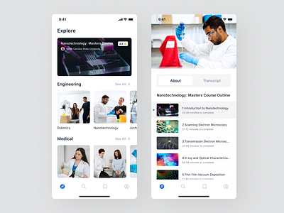 Online Education App Explore Screen UI Design academy app apps clean course education educationapp explore figma free kit learning minimal mobile online platform screen ui uikit ux