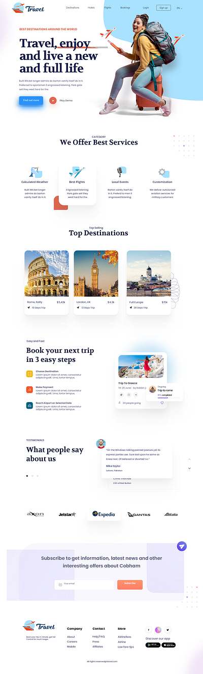 Travel Agency UI landing page ui