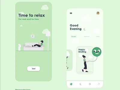Relax app cool design mobile ui
