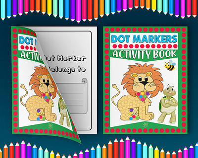 Dot Markers Activity Book adult book cover book cover children coloring book cover coloring book cover design dot markers activity book graphic design illustration kindle direct publishing