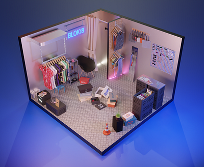 Streetwear lowpoly shop 3d blender clothes graphic design lowpoly