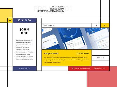 Layout from Tableau I - Piet Mondrian abstractionism art design geometric inspired layout mondrian piet mondrian reference tableau i ui