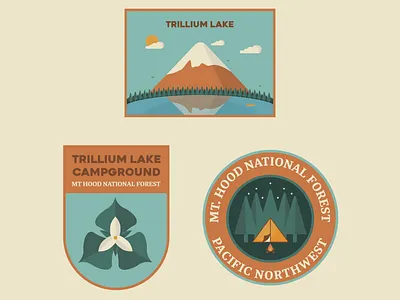 Trillium Lake, Mt Hood Badges badge badges camp fire camping forest great outdoors illustration illustrator lake mountain mt hood nature oregon pacific northwest pnw reflection tent trillium vector woods