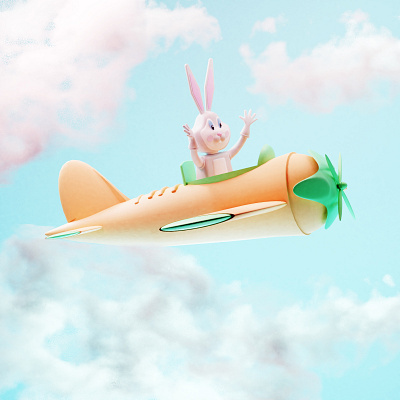 A Happy Rabbit 3d animation app art branding design graphic design illustration ui