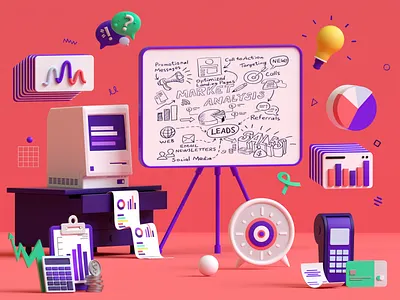 3D ILLUSTRATION - MARKET ANALYSIS 3d 3d art 3d design 3d modelling 3d technology analytics animation branding c4d cinema 4d computer design graph graphic design icons illustration keyboard logo motion graphics ui