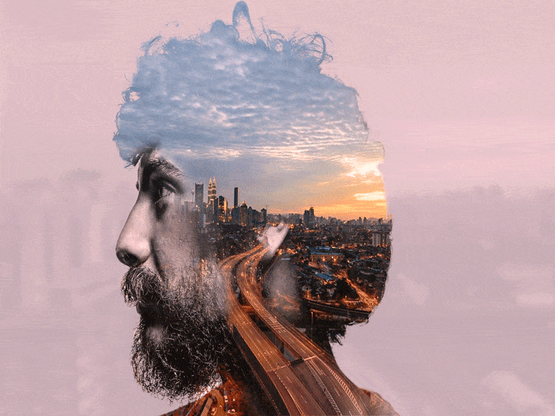 Double Exposure Effect at Human Head animation creative design double wxposure image manipulation photoshop