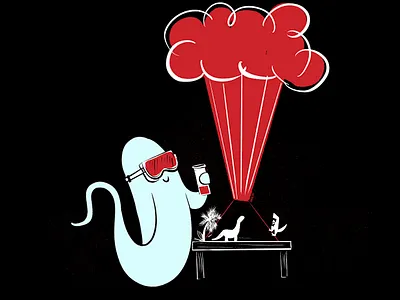 Science aughost character design ghost halloween illustration mid century retro science vintage