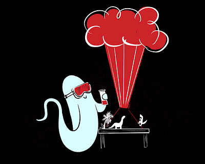 Science aughost character design ghost halloween illustration mid century retro science vintage