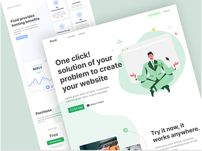 Fluid - Easy Create Website SaaS Landing Page agency b2b finance header illustration landing page marketing pwa saas ui website