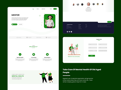 O_Mentor design landing page metor old age old people website social media take care website of old ui ux website