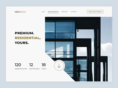 Newdock – Premium Real Estate Website accommodation apartments design figma landing landing page minimal minimalism premium product design real estate ui uidesign uiux ux uxdesign web web design website