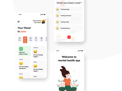 Mental Health App app app screen illustration meditation mental health ui uiux design ux uxdesign