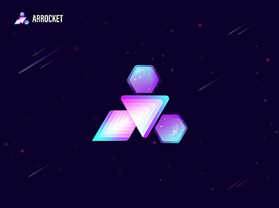 Arrocket | modern logo | Glass effect | logo design 3d abstract app icon arrocket logo astronaut branding and identity color logo colorful effect logo glass glass effect glassmorphism gradient illustration launch logo design modern logo polygon rocket logo space