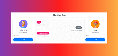 Chatting app simply blue chat chatting chatting app chattingapp design jack orange purple simple chat ui uiux