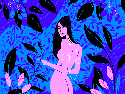 #1 Etheric animation character etheric exotic flowers forest illustration leaves magic plants summer trip vector woman