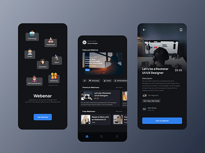 Webenar - Online Seminar App mobile app mobile ui ui user interface webinar