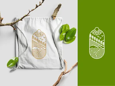 OUTDOORS brand branding cajva design emblem forest hiking hills identity logo mark mountain nature outdoor outdoors relax sea