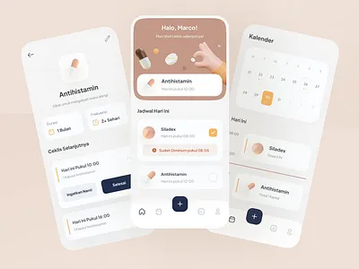 Medicine Reminder Motion UI 3d app application apps clean design health icon illustration medical medicine mobile principle reminder ui uiux ux