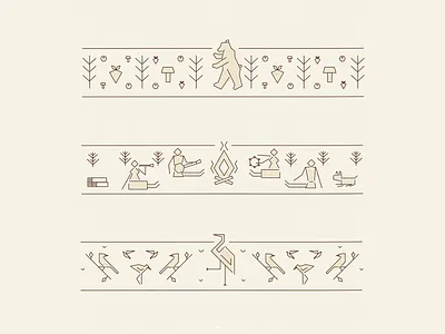 Nordic calendar 2d bear berries birds bonfire calendar design graphic design illustration mushrooms ornament people