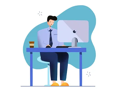 Office worker graphic design illustration