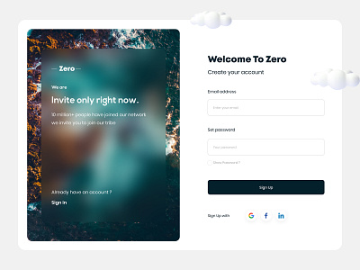 Zero - Sign Up Screens Concept design landing page design landingpage loginscreendesign minimal modern design signupform signupscreen trendydesign trendywebdesign ui webdesign