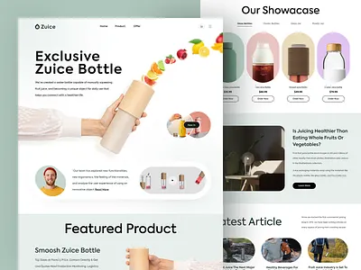 Bottle Landing Page - Zuice Brand Web Site Design: Landing Page agency bottle bottle landing page bottle web homepage juice landing landing page landing page design minimal orix sajon ui designer visual designer web design web designer web landing page web site website website design