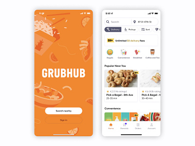 U/UX Application Design GRUBHUB app design design mobile app design styleguide ui ui ux ui design