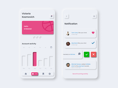 Dribbble Analytics Neumorphism app design dribbble neumorphism ui ux