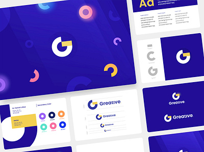 Greative Brand Guideline 3d animation blue brand brand book branding clean creative gradient graphic design greative guideline identity landing page logo minimalist new rebranding ui yellow