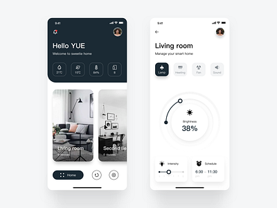 Concept home appliances app card card package design electrical control home appliances household appliances intelligent smart home ui