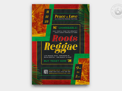 Reggae Music Flyer Template V6 africa black jamaica photoshop print psd ragga rasta summer