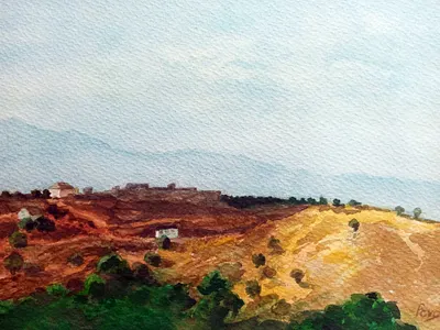 Campo en verano acuarela campo verano