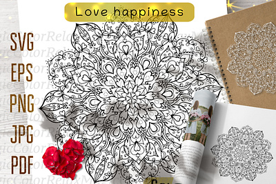 Coloring Love happiness intricate love mandala mandala love