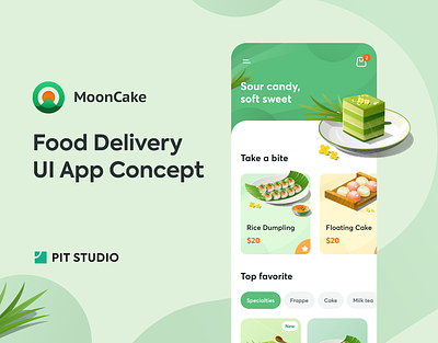 MoonCake - Food Delivery UI App Concept animation app cake case study delivery drink food illustration interaction logo order tracking ui ux