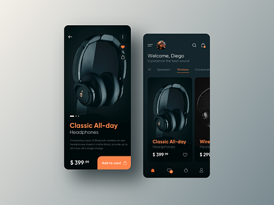 Ecommerce App concept app app design branding dark design ecommerce graphic design headphone inspiration productdesign store ui ux ui ux design