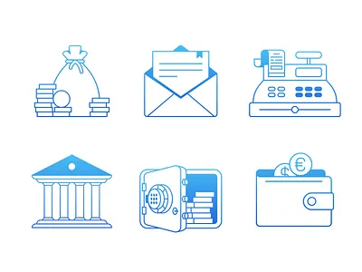 Business icons set (stroke version) bank business cash machine graphic design icons mail money money bag purse safe ui wallet