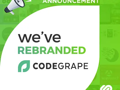 CODEGRAPE Logo rebrand announcement announcement design announcement post international logo rebrand logo rebranding logo redesign marketplace