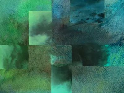 Retazos de cielo. Tormenta abstracto acuarela verdes