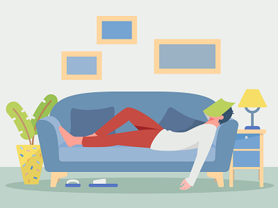 Summer Nap on Sofa illustration nap sleep slow day sofa summer