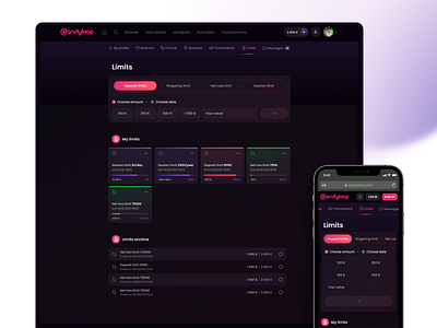 Candyloop: Limits that give freedom betting bonuses candyloop casino dark interface gambling limit limits netent profile transactions twin vip casino