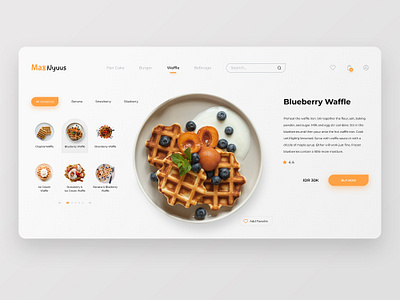 Food Delivery Menu design food illustration restaurant ui ux waffle website