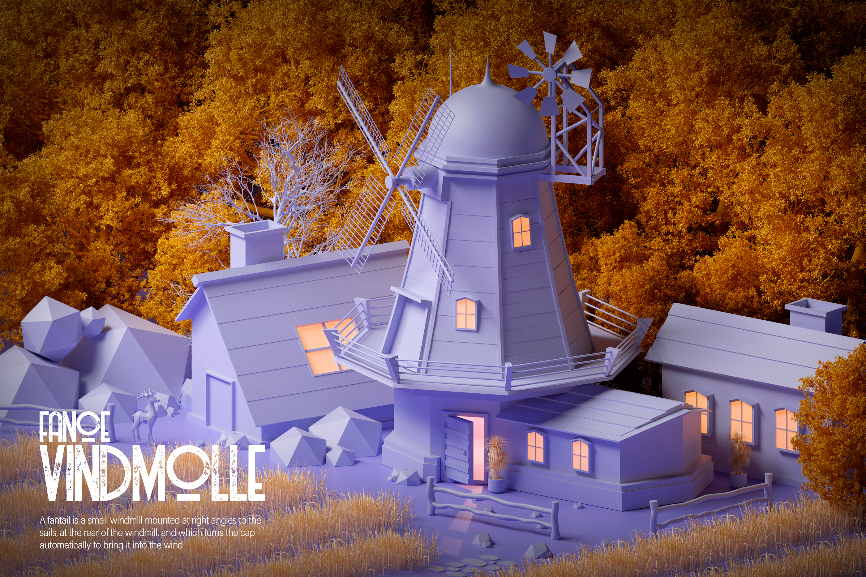 Windmill - Fanoe Vindmolle 3d c4d cinema cinema 4d design emiliance fan fanoe low poly maxon minimal redshift render vindmolle windmill