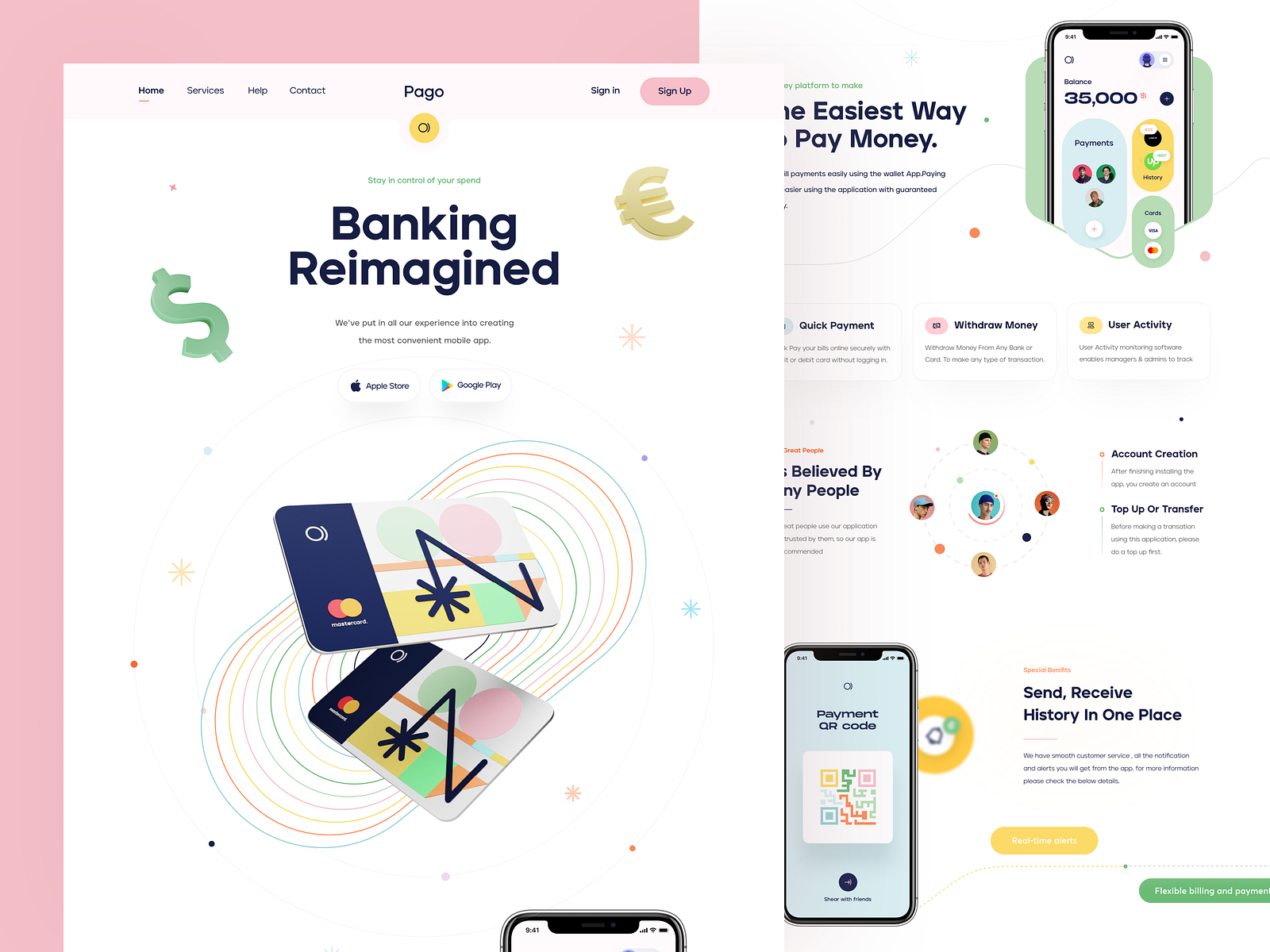 Pago Banking Web Site Design: Landing Page / Home Page UI by Sajon for ...