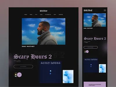 DRAKE - Artist Website artist artist website branding dark design drake header homepage design interface landing page layout minimal music music website producer trend ui ux web website