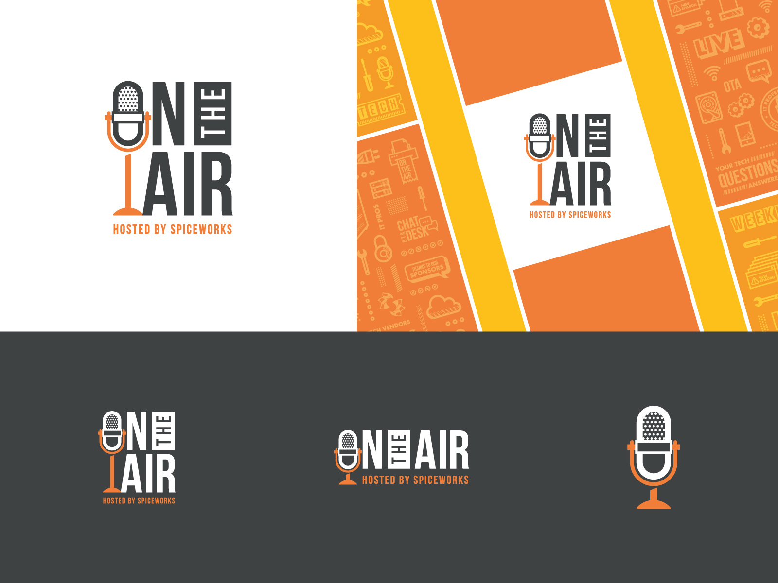 On The Air Logo 🎙 brand branding illustration logo logo design mark orange pattern podcast show square wordmark