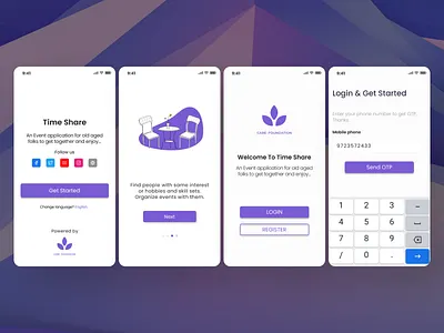Time Share Event App(Onboarding screens) app app design branding design minimal ui ux