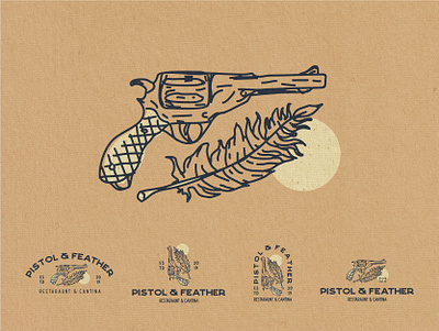 Pistol & Feather american cantina concert equestrian feature graphic designer hand drawn hipster horse illustration illustrator local logo design pistol ranch rustic sans serif southern vector venue