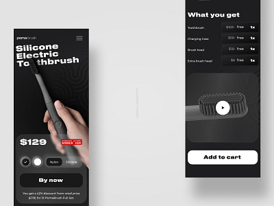 Buy toothbrush black brush buy design landing mobile toothbrush ui ux
