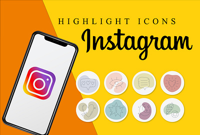 Highlight and story icons for instagram branding design flat graphic design highlight icons instagram logo story vector